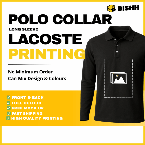 Premium Lacoste Long Sleeve Polo Tee – 200GSM Collared Tee
